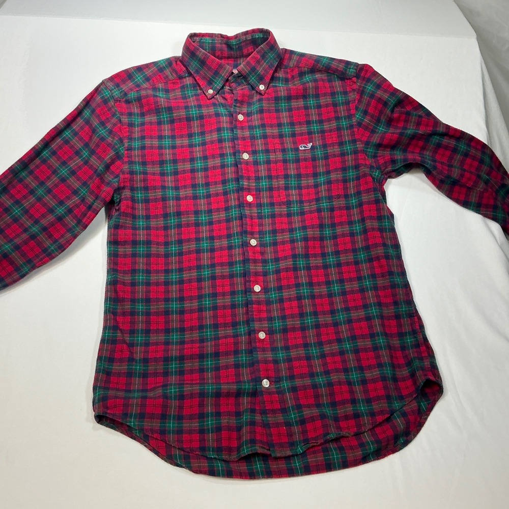 Vineyard Vines Mens Small‎ Red Green Plaid Tucker Flannel Shirt Button Down - Picture 4 of 8